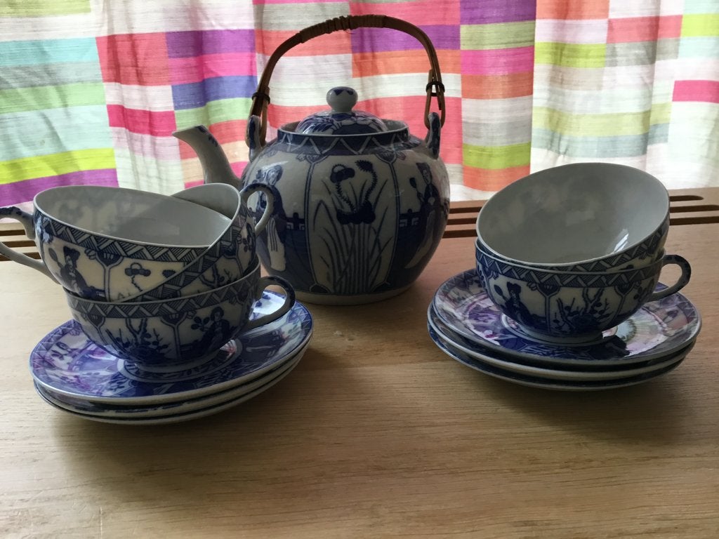 chinees theeservies., Huis en Inrichting, Ophalen, Aziatisch, Gebruikt, Kop(pen) en/of Schotel(s)