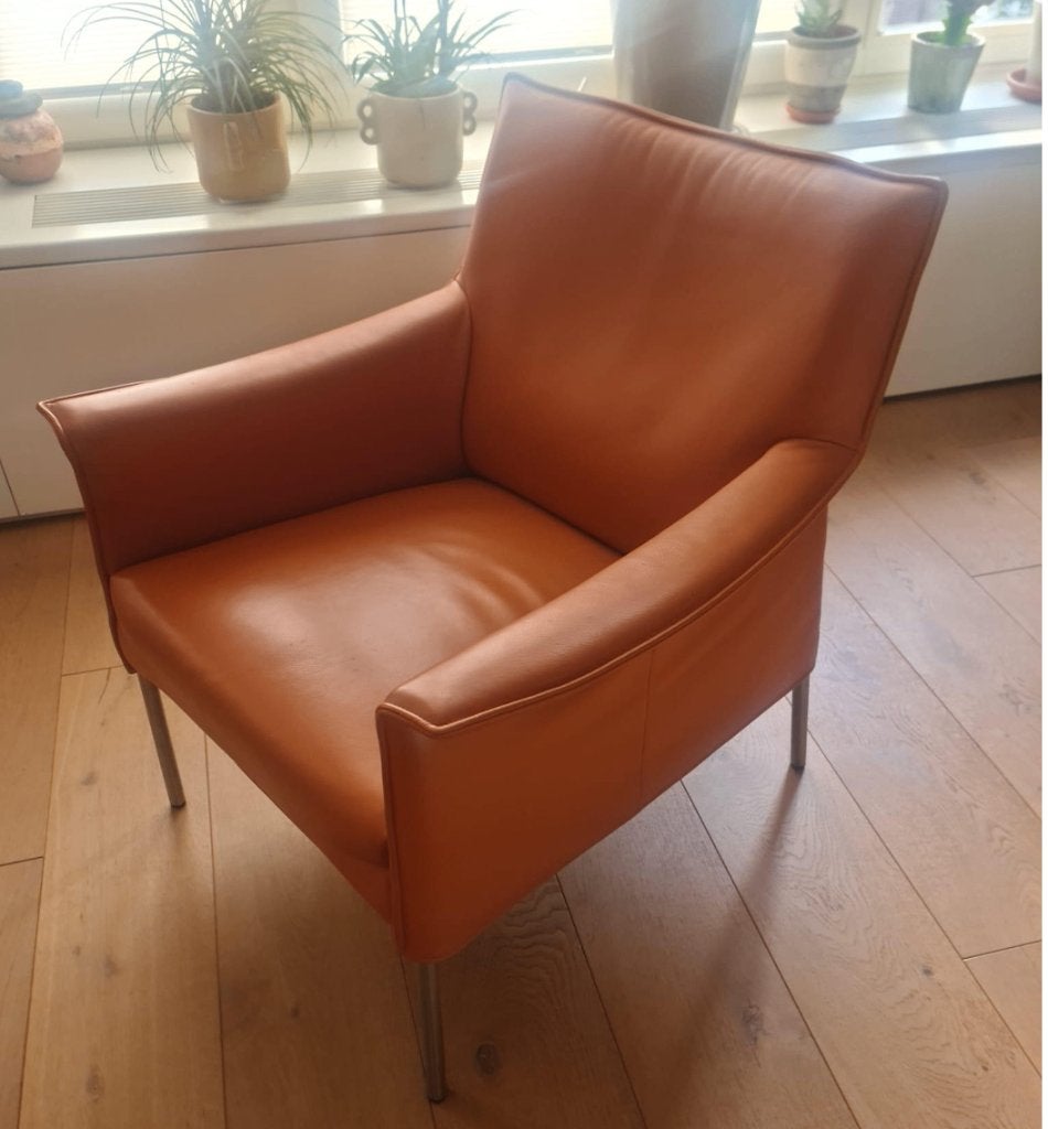 Fauteuil Limec gerard van den Berg, Ophalen, 75 tot 100 cm, Zo goed als nieuw, Leer