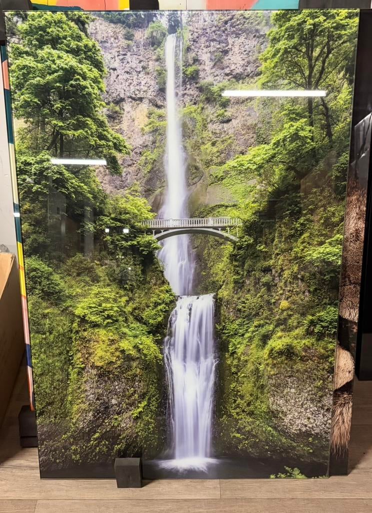 Glasschilderij 60x90cm waterfall, Ophalen of Verzenden