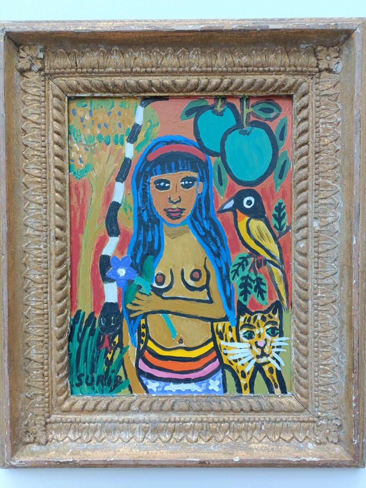 Schilderij acrylverf op hout., Minder dan 50 cm, Oorspronkelijke maker, Ophalen of Verzenden, Zo goed als nieuw