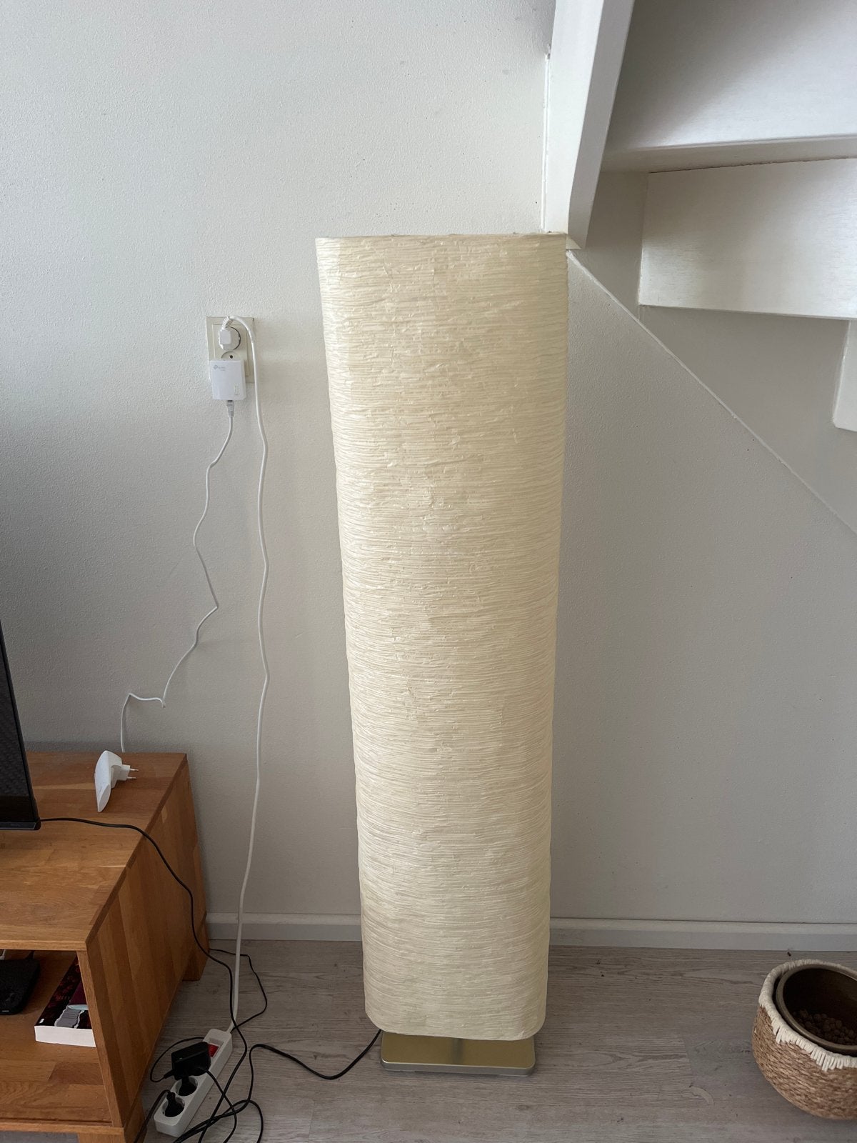 Staande ikea lamp met papieren kap, Ophalen, Gebruikt, Textiel, E27 (groot)