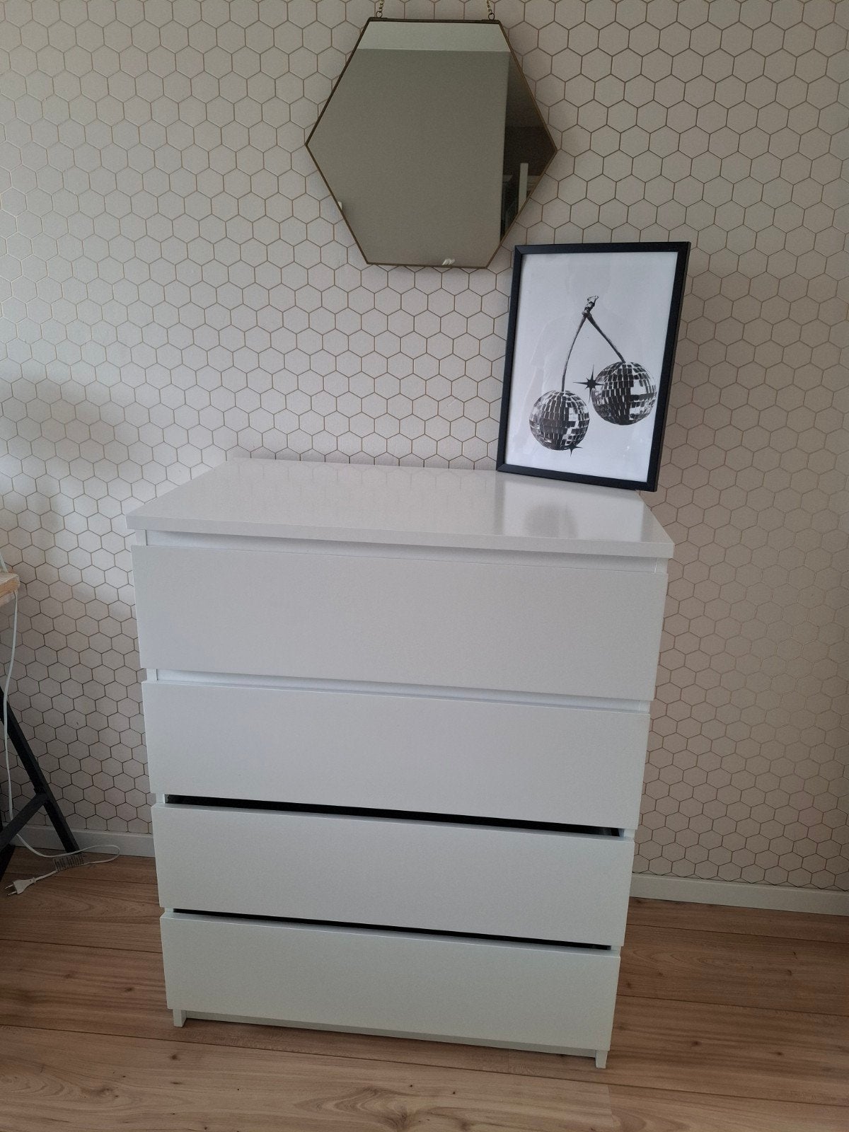 Witte ladekast met 4 laden - Gebruikt, Ophalen, Gebruikt, 100 tot 150 cm, 50 tot 100 cm