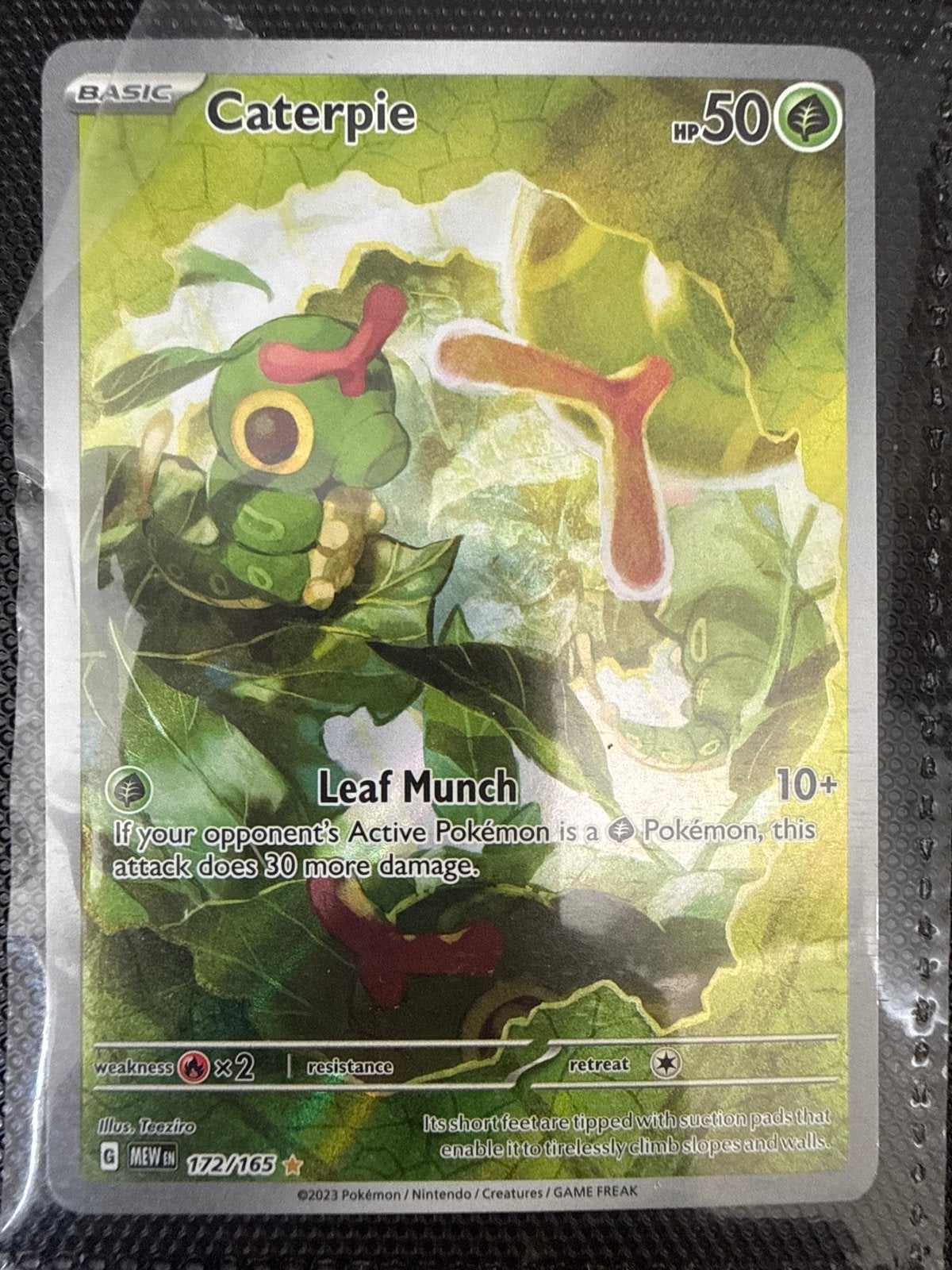 Caterpie 172/165 Mew EX Full Art Pokémon Kaart, Ophalen of Verzenden, Zo goed als nieuw, Losse kaart, Foil