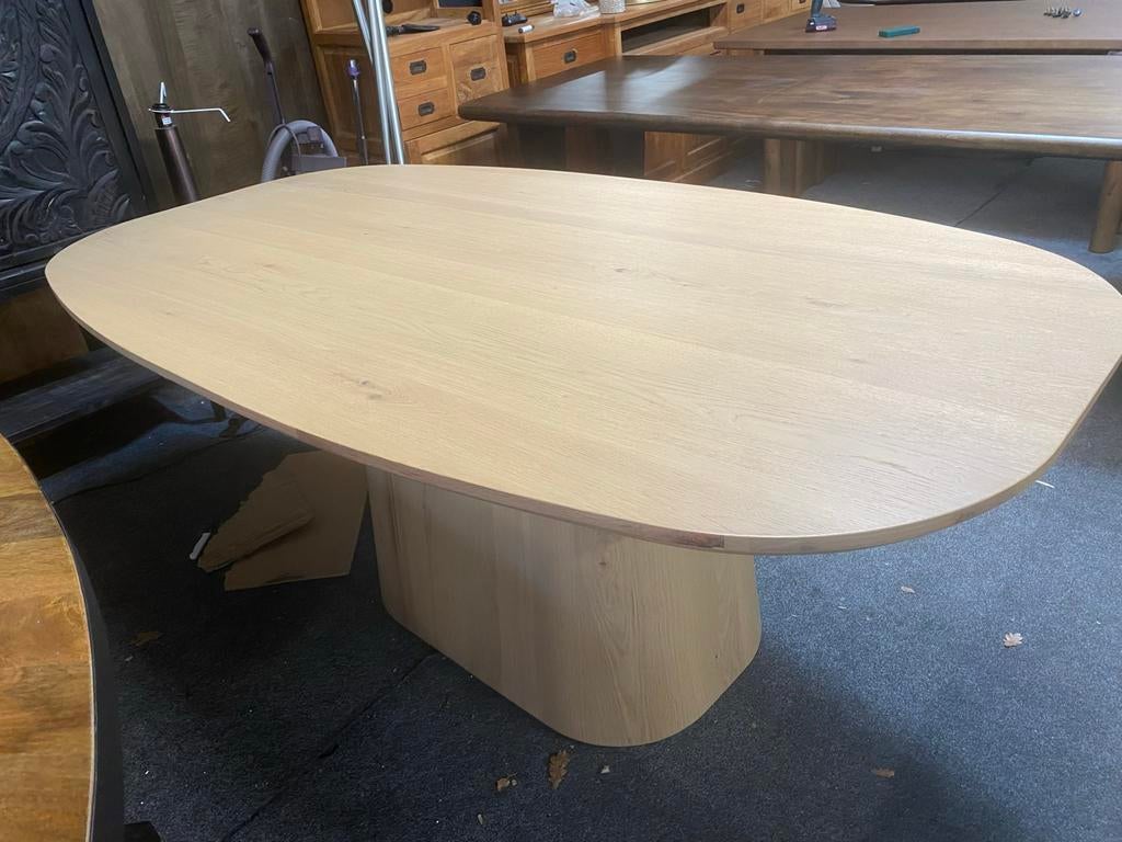 Deense Ovale Eiken Eettafel Nola 200x100 met Middenpoot, Ophalen, 100 tot 150 cm, Eikenhout, Nieuw