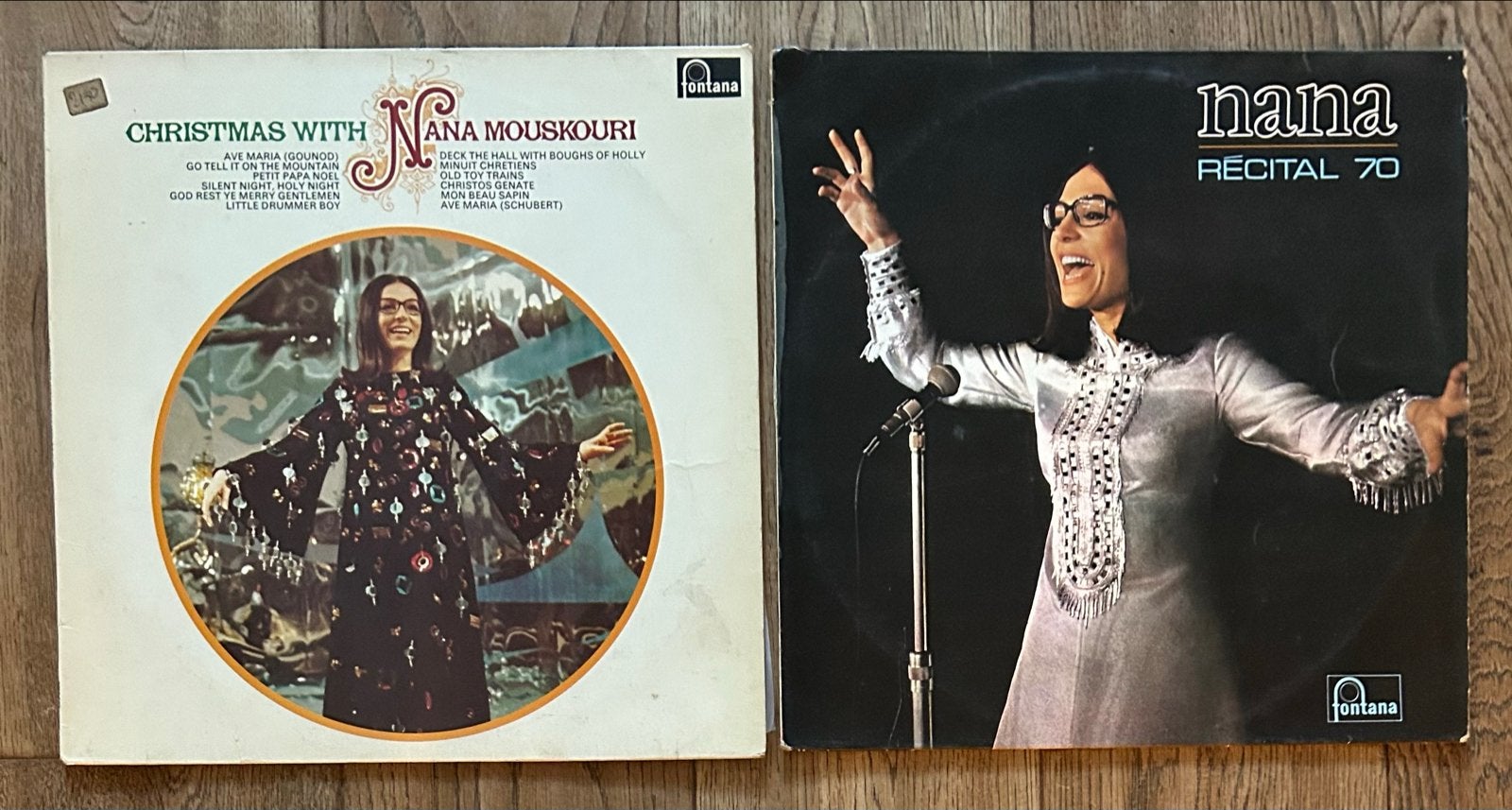 Nana Mouskouri LP's: Christmas With & Récital 70 (2 stuks), Ophalen of Verzenden, 1970 - 1979, Gebruikt, 12 inch
