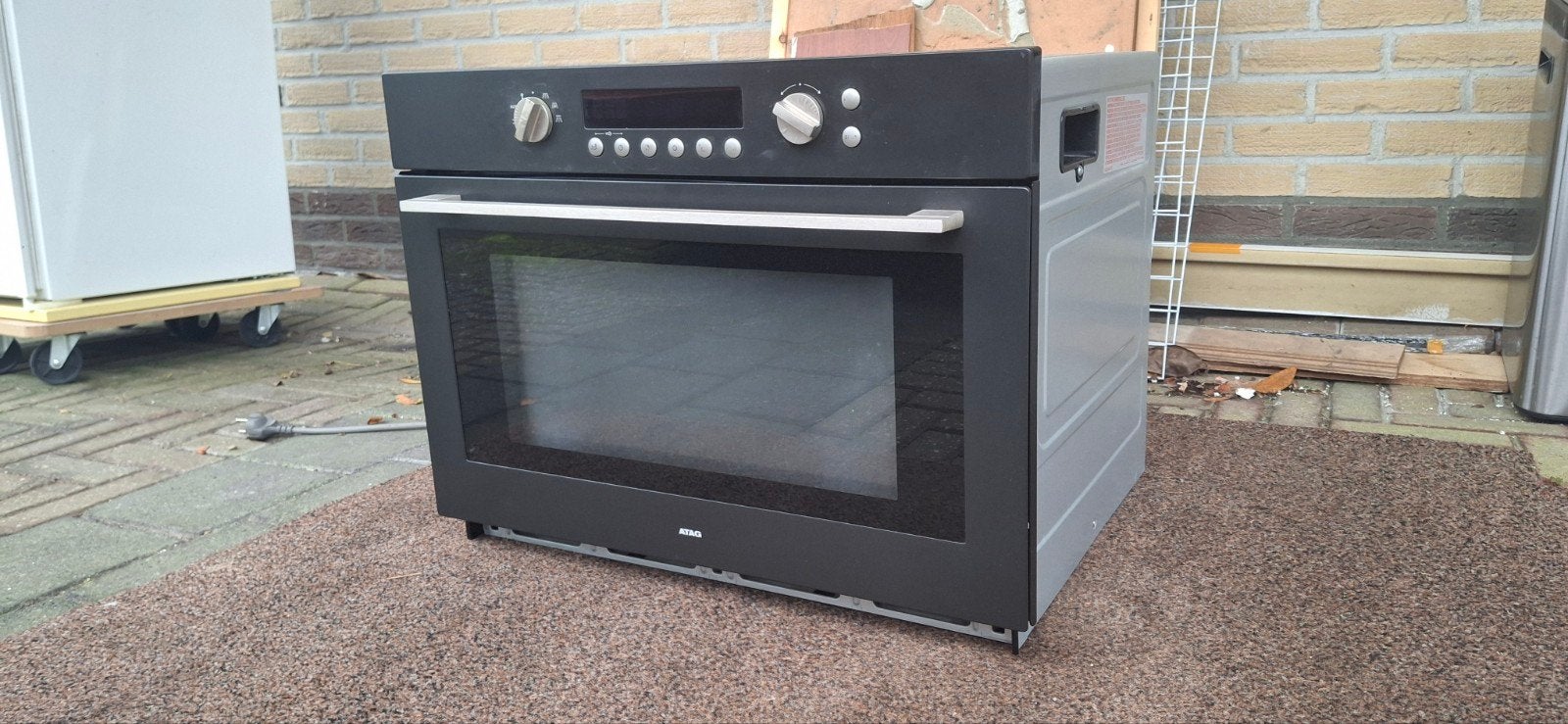 Atag combi magnetron oven met draaispit en accessoires, Ophalen, Gebruikt, Combi-oven, Atag