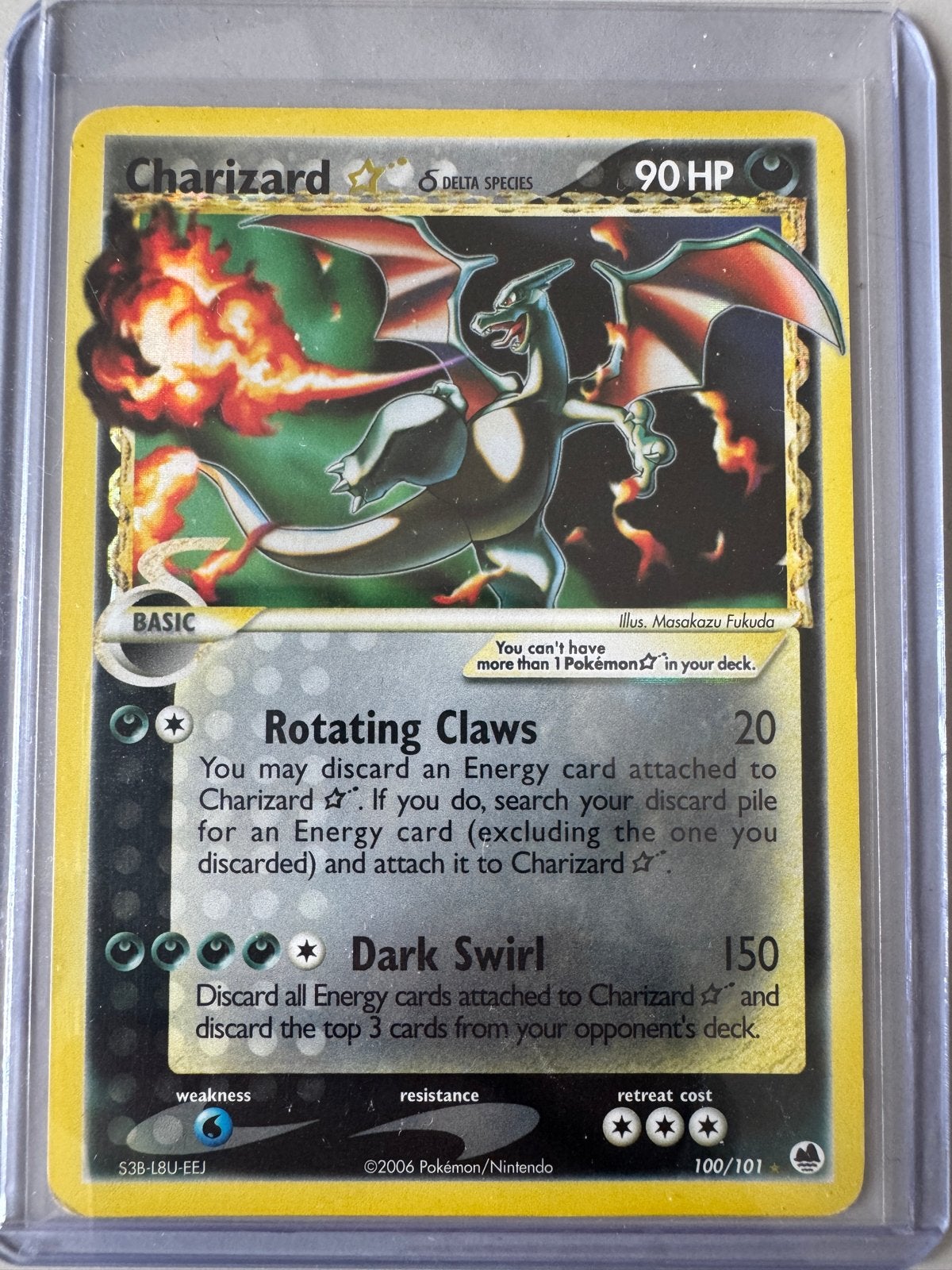 Charizard Gold Star Delta Species Pokémon Kaart 100/101 Holo, Ophalen, Gebruikt, Losse kaart, Foil