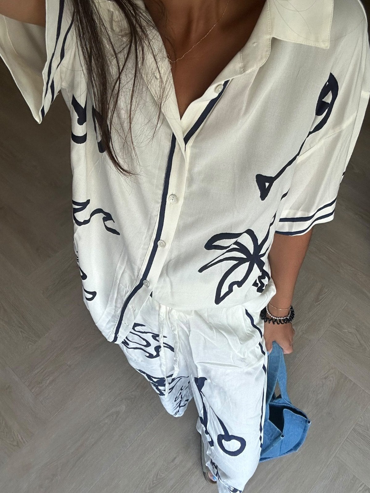 Anna + Nina broekpak two piece set met print, Maat 38/40 (M), Verzenden, Wit, Anna + Nina
