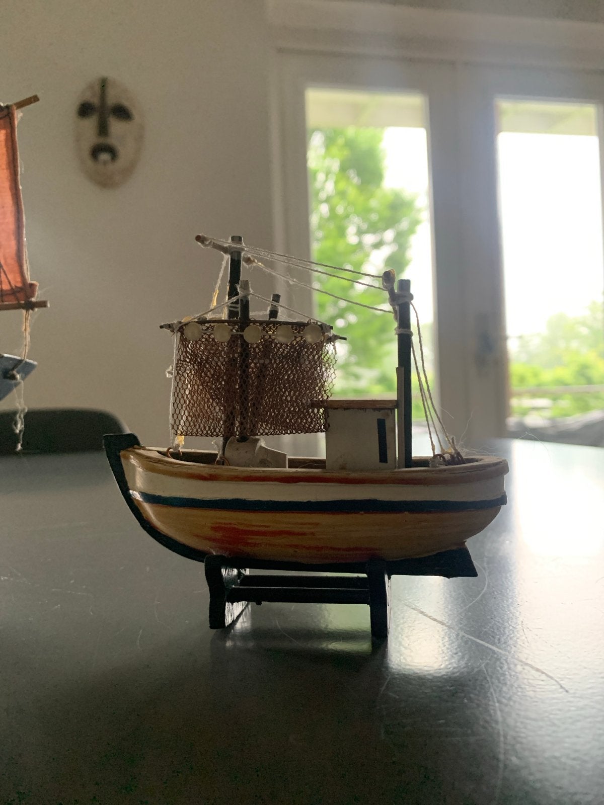Decoratieve Vissersboot Miniatuur - Houten Model, Ophalen of Verzenden, Gebruikt