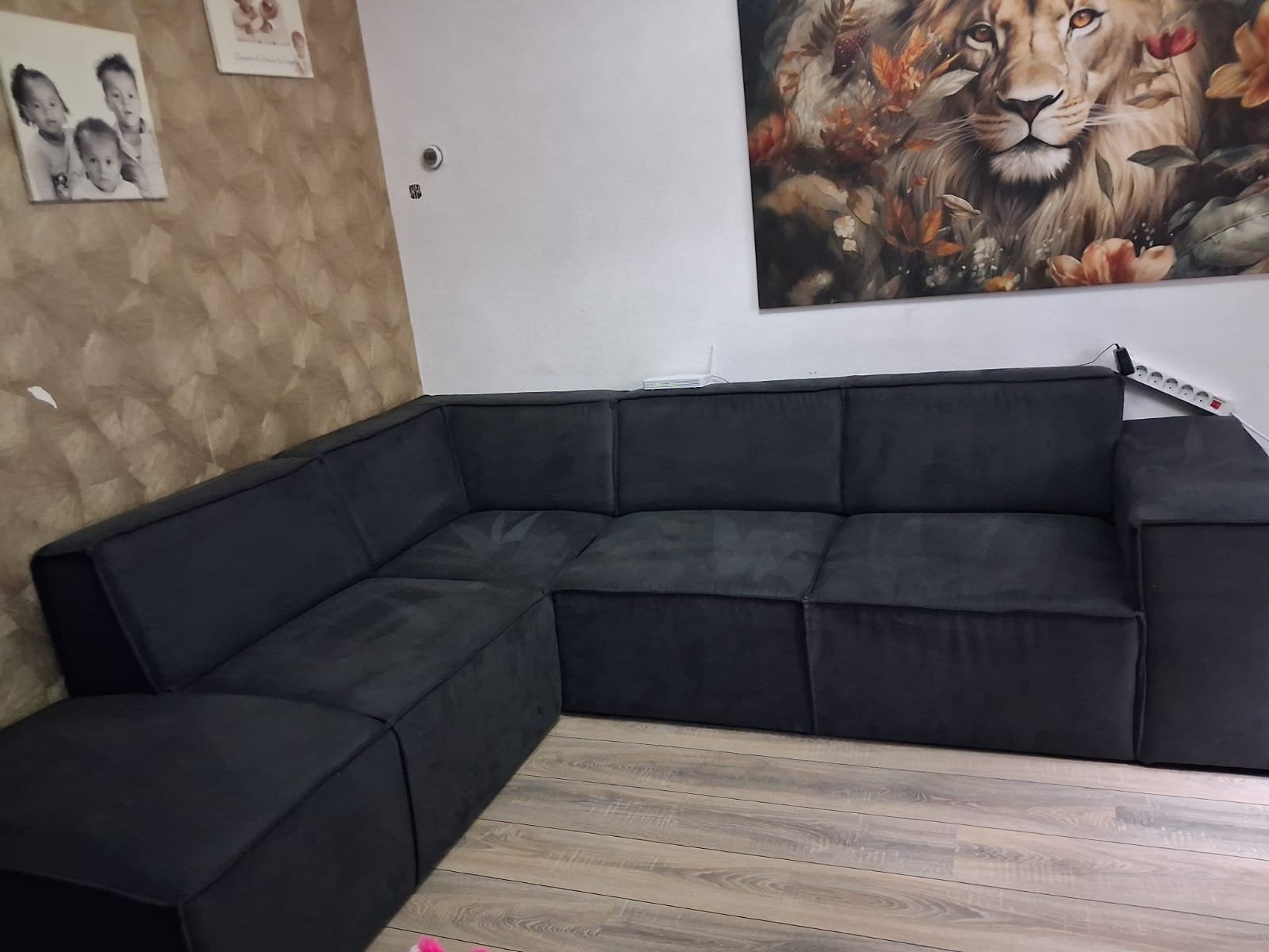 Leer/stoffen bank, Ophalen of Verzenden, Zo goed als nieuw
