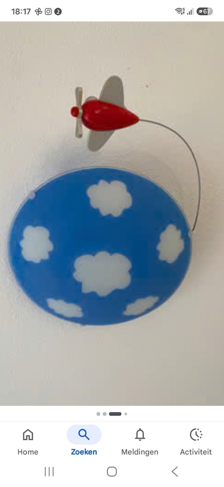 Leuke Philips plafondlamp met vliegtuigje (ZGAN), Ophalen, Zo goed als nieuw, Ophangbaar, Blauw