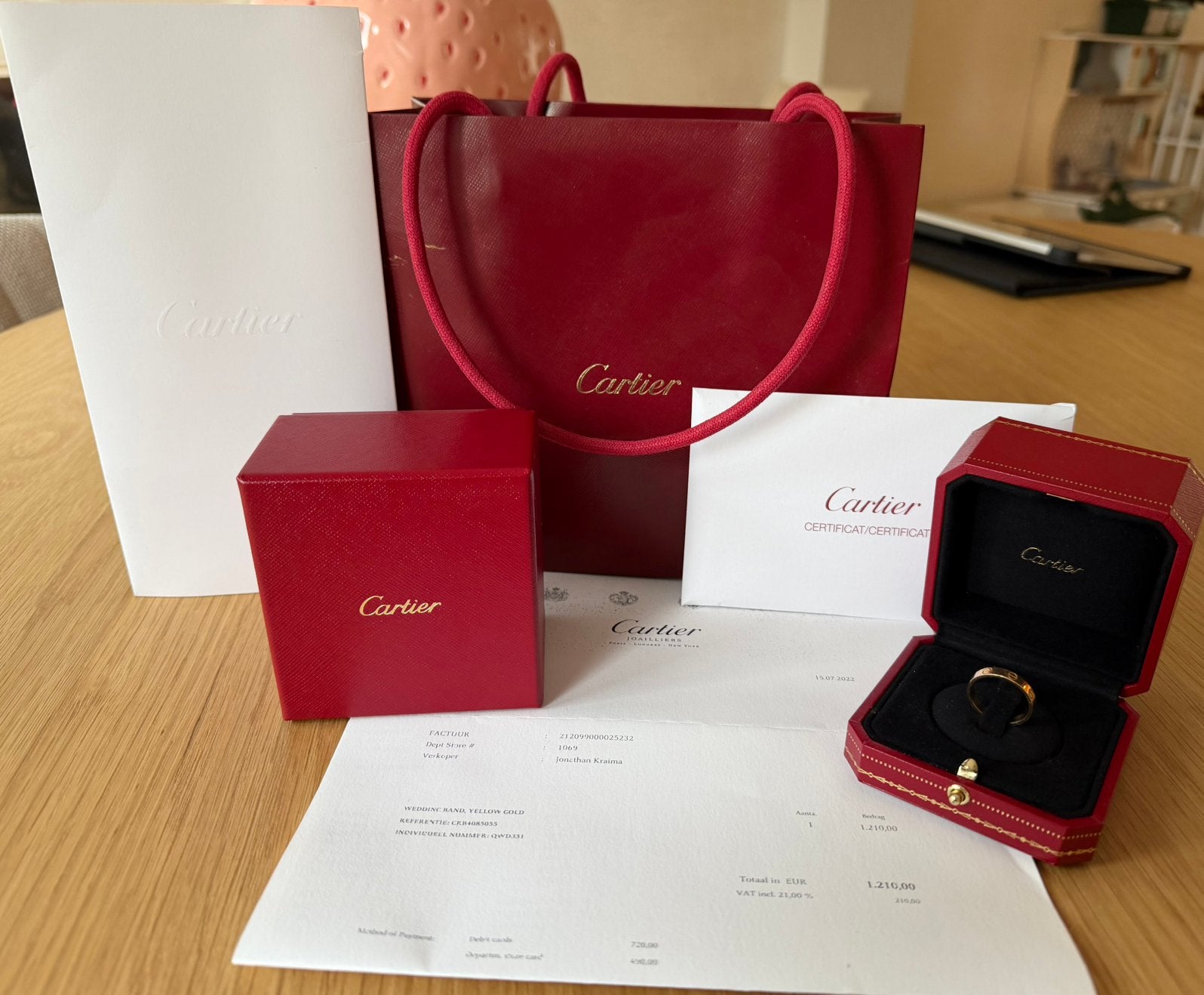 Cartier Love Ring Geelgoud Maat 55, Sieraden, Tassen en Uiterlijk, Ringen, Ophalen of Verzenden, Zo goed als nieuw, Goud, Dame