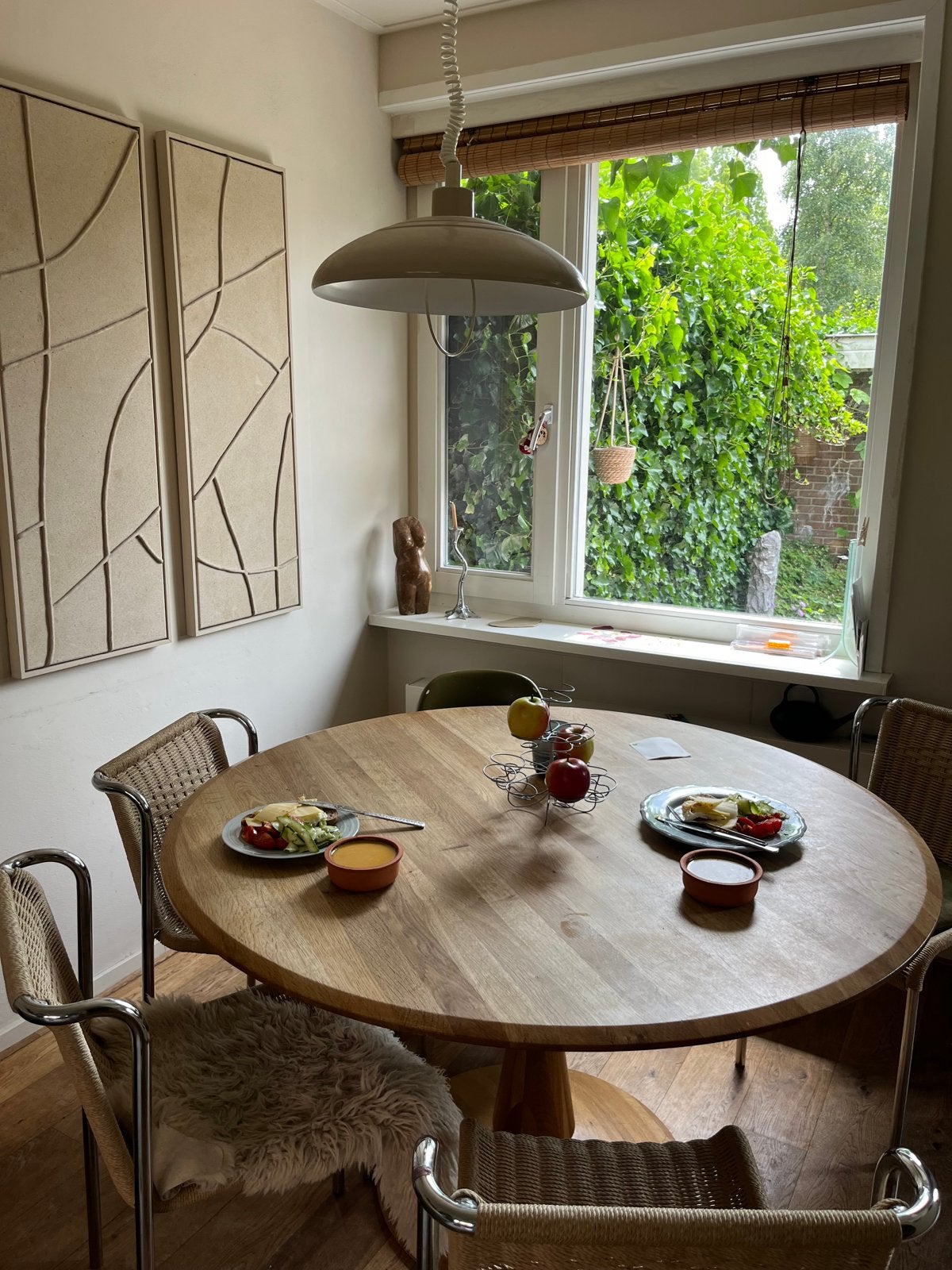 Sav & Okse Volante Eiken Ronde Eettafel, Huis en Inrichting, Tafels | Eettafels, Ophalen, 100 tot 150 cm, Zo goed als nieuw, Vijf personen of meer