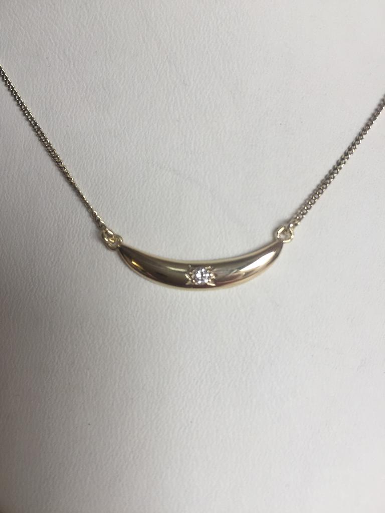 Gouden Collier met briljant, Verzenden, Zo goed als nieuw, Met edelsteen, Goud