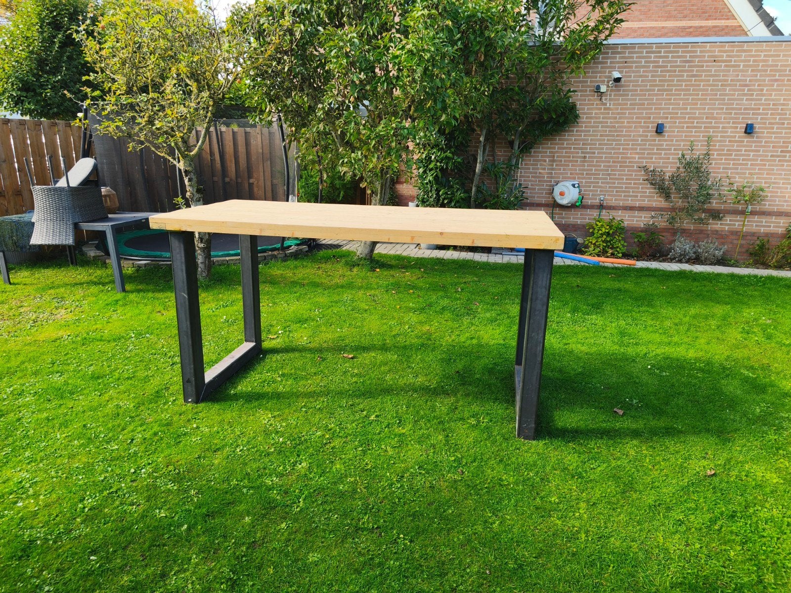 Bartafel (220x100x107 -LxBxH) met 2 barkrukken, Ophalen, Zo goed als nieuw, 90 cm of meer, Hout