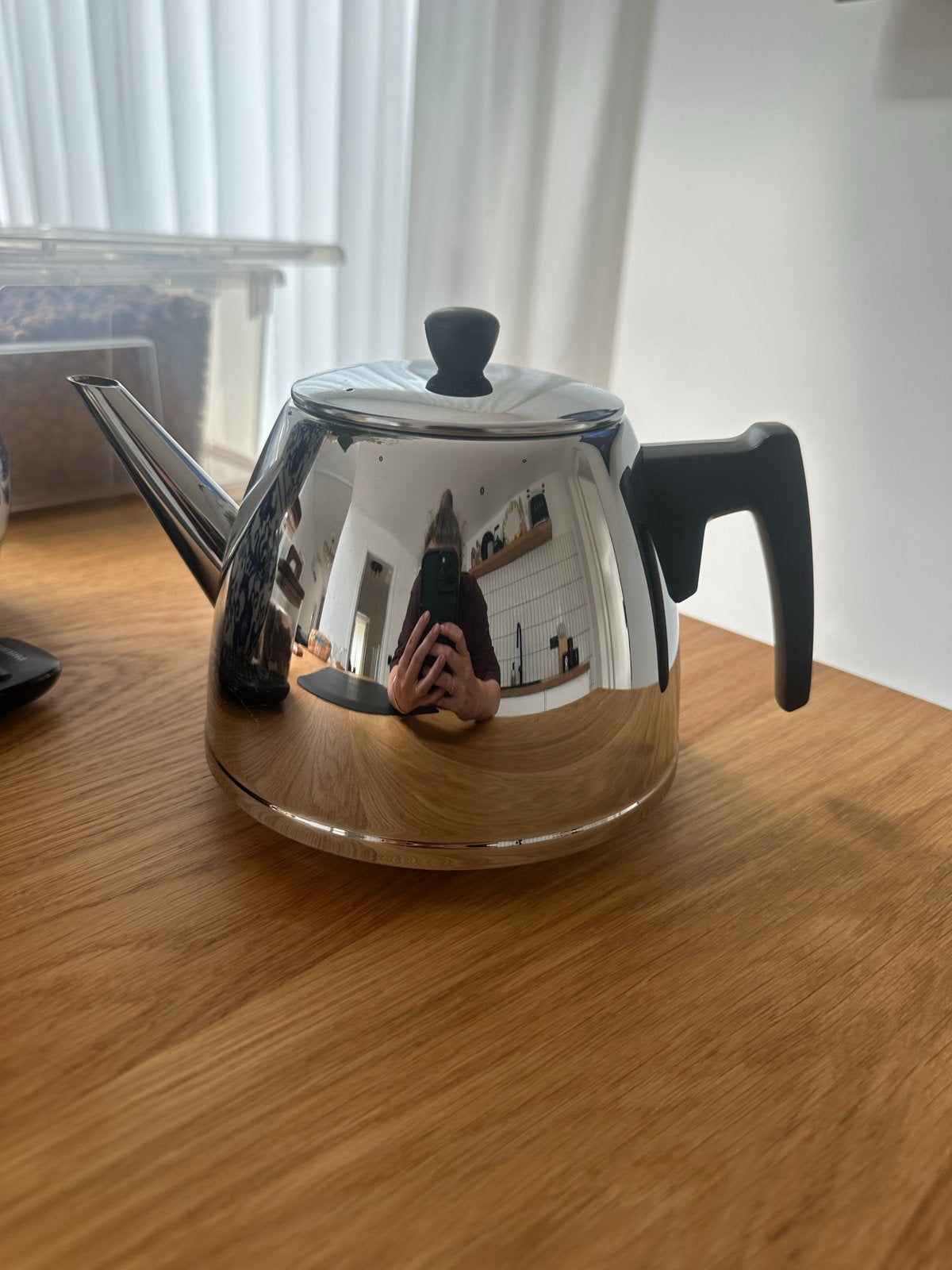 Bredemeijer Dubbelwandige Koffiekan/Theepot - Chrome, Theepot/fluitketel, Gebruikt, Bredemeijer, Zilver