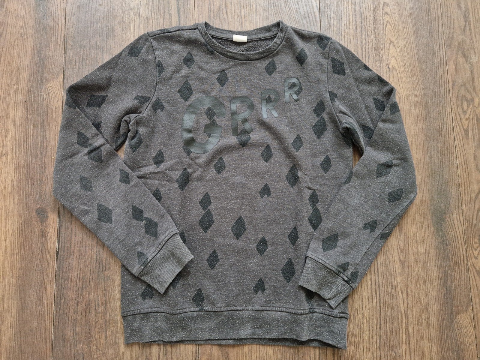 Grijze trui met print - Maat 158/164, Kinderen en Baby's, Kinderkleding | Maat 164, Gebruikt, Jongen of Meisje, Trui of Vest, Ophalen of Verzenden