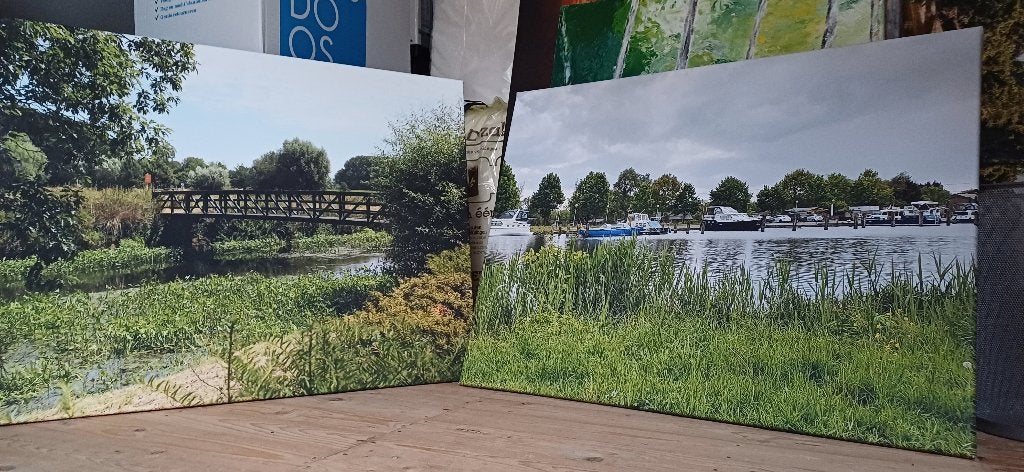 schilderijen canva  2 stuks van son en breugel, Ophalen of Verzenden, Op houten frame, Landschap