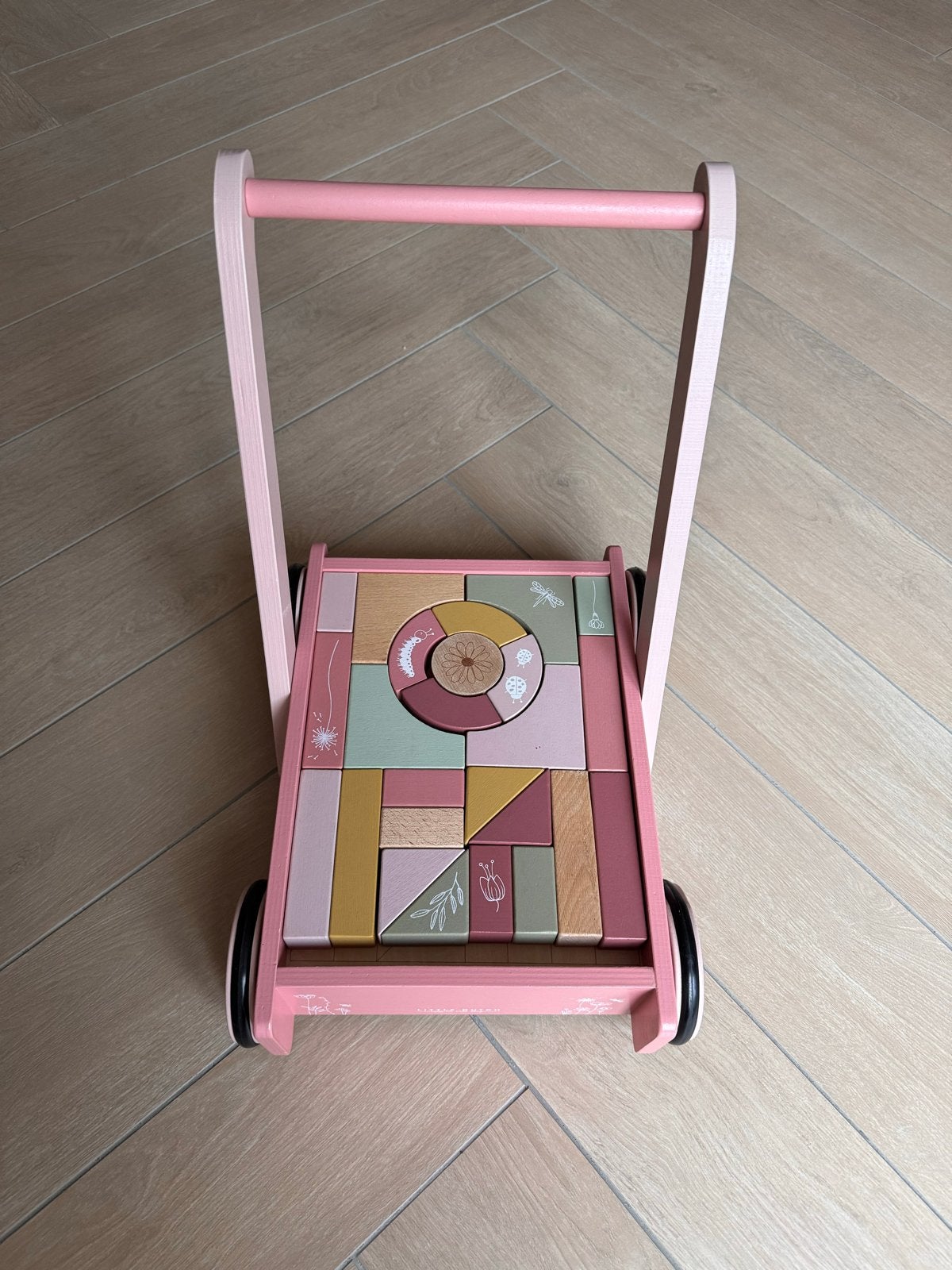 Little Dutch houten loopwagen met blokken meisje, Ophalen, Zo goed als nieuw, Overige typen, Met wieltjes