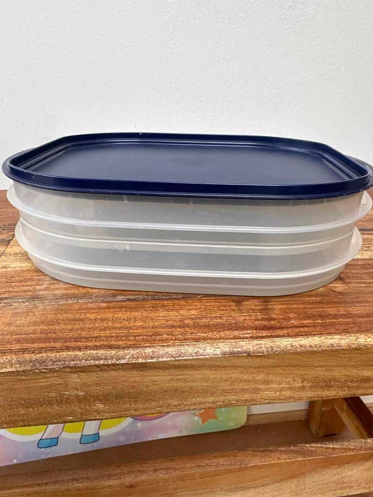 Tupperware vleeswaren doos - vershouddoos, Huis en Inrichting, Keuken | Tupperware, Ophalen of Verzenden, Zo goed als nieuw, Blauw