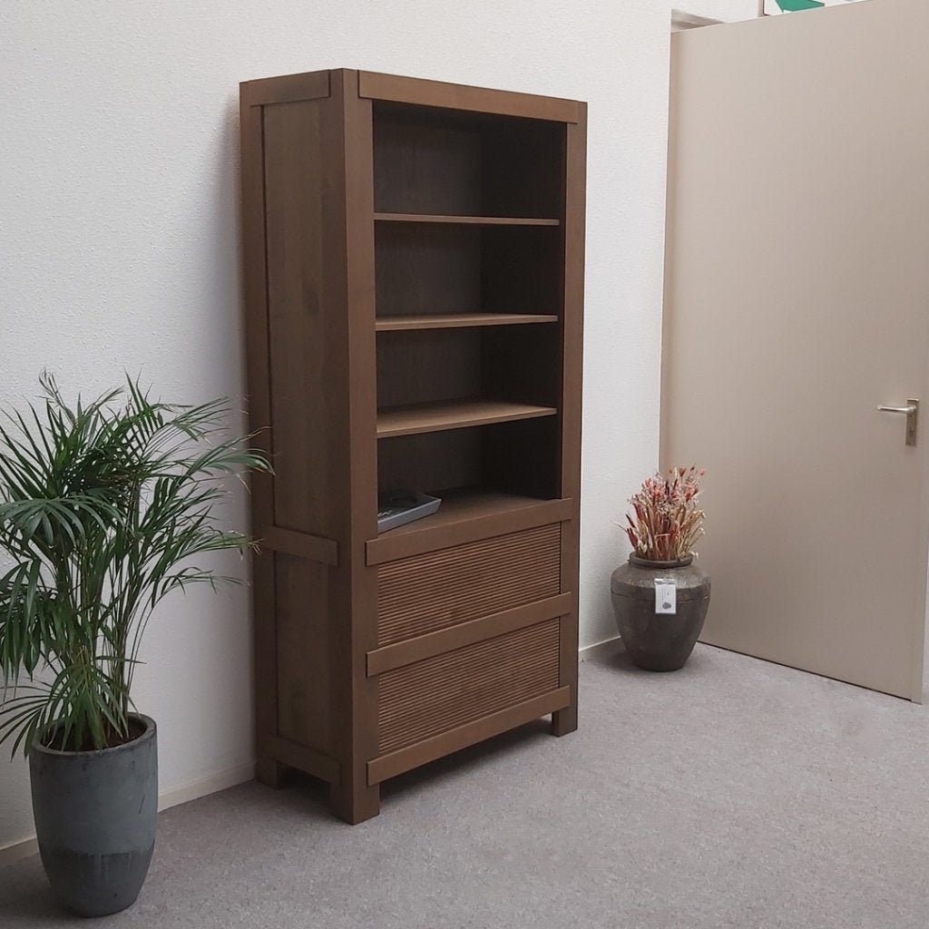 Boekenkast Impress - 2 lade | 100x207 cm - eiken, 200 cm of meer, Eikenhout, 50 tot 100 cm, Zo goed als nieuw