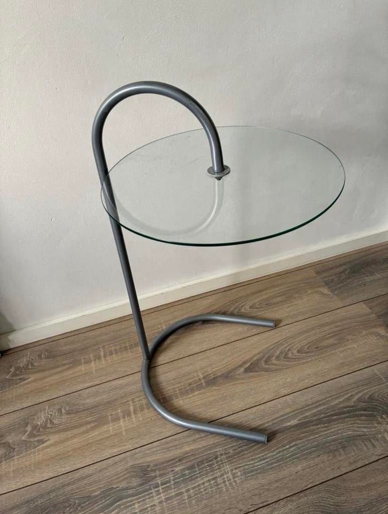 2x ikea Ry vintage glazen tafeltje vintage Tjord design glas, Minder dan 55 cm, Rond, Ophalen, 45 tot 60 cm