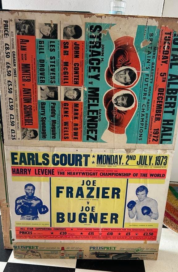 Vintage BOKSposters Joe Frazier / Joe Bugner/ John Strancey, Ophalen of Verzenden, Bokszak