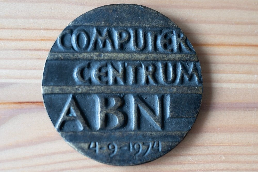 Bronzen penning opening computercentrum ABN, Ophalen of Verzenden, Brons, Nederland