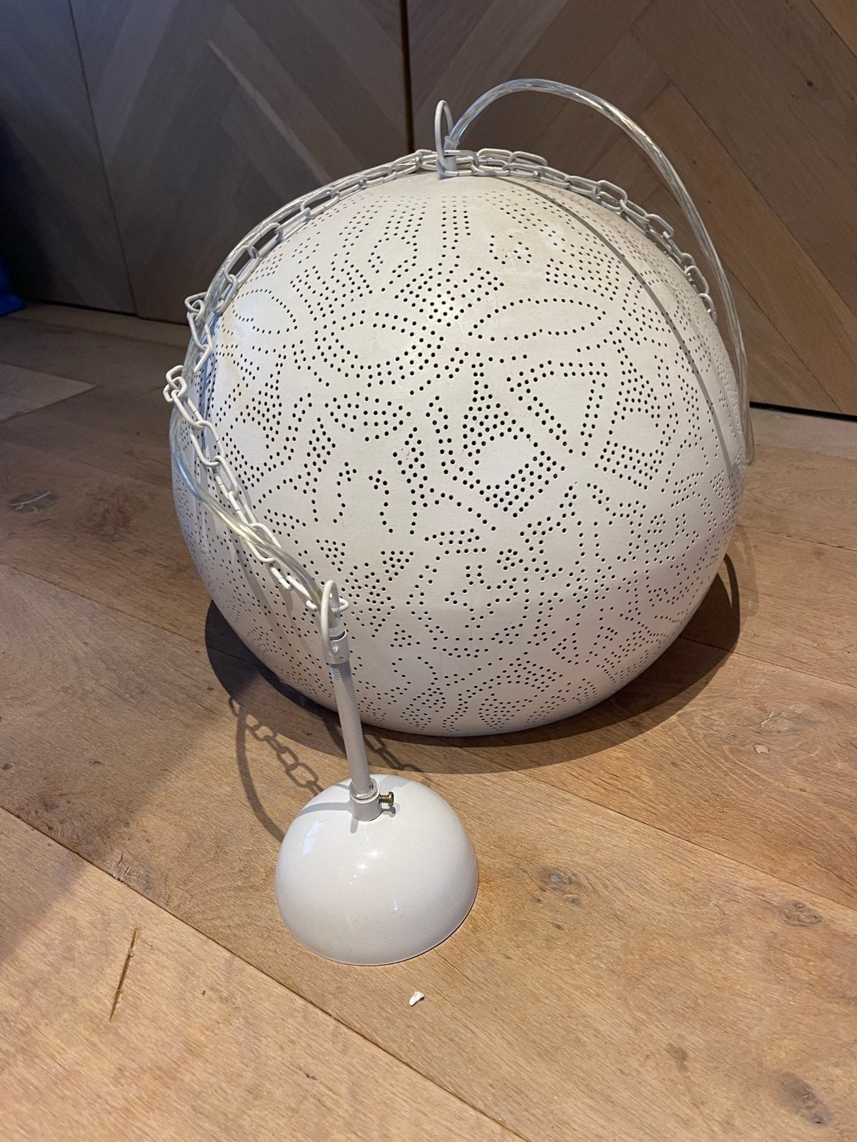 Oosterse hanglamp wit met gouden binnenkant, Ophalen of Verzenden, Zo goed als nieuw, Metaal, E27 (groot)