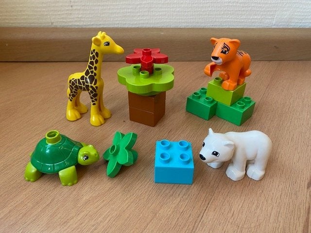 Duplo, jonge dieren (schildpad ijsbeer), set 10801 compleet, Gebruikt, Ophalen of Verzenden, Compleet, Duplo