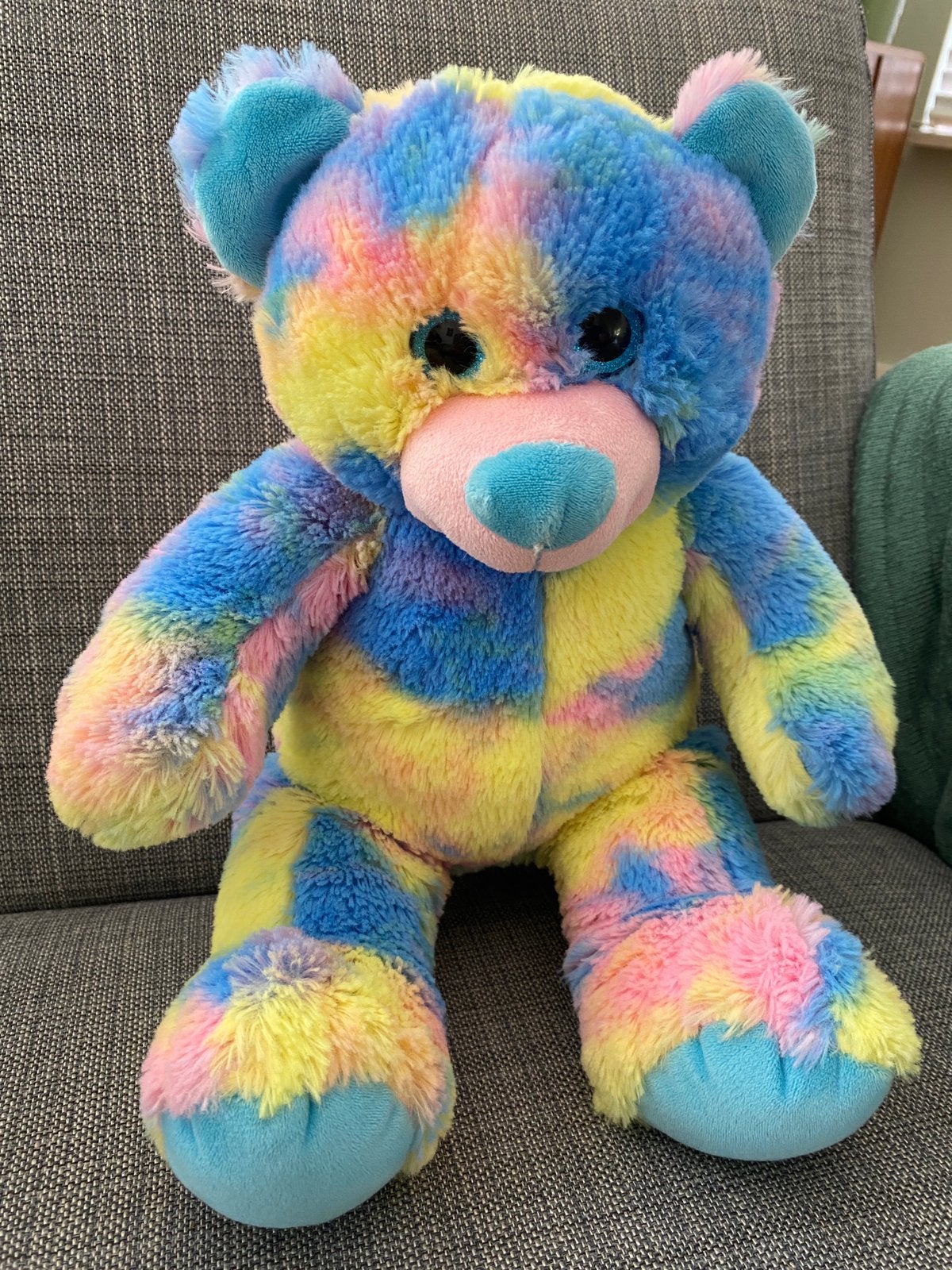 Knuffelbeer Sint tip roze geel blauw, Kinderen en Baby's, Ophalen, Gebruikt, Beer