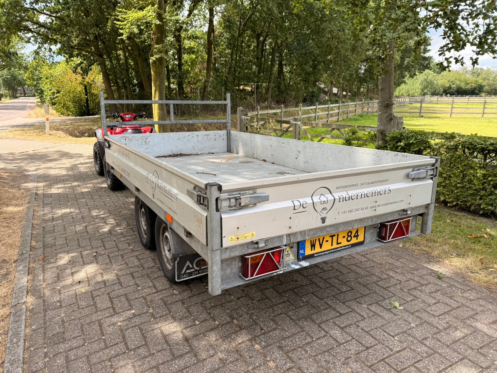 Hapert plateau aanhanger dubbelasser geremed 310 x 160, Auto diversen, Aanhangers en Bagagewagens, Ophalen, Gebruikt