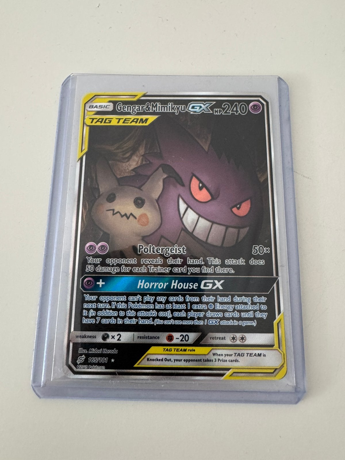 Gengar and Mimikyu GX TAG TEAM 165/181 MINT, Ophalen of Verzenden, Zo goed als nieuw