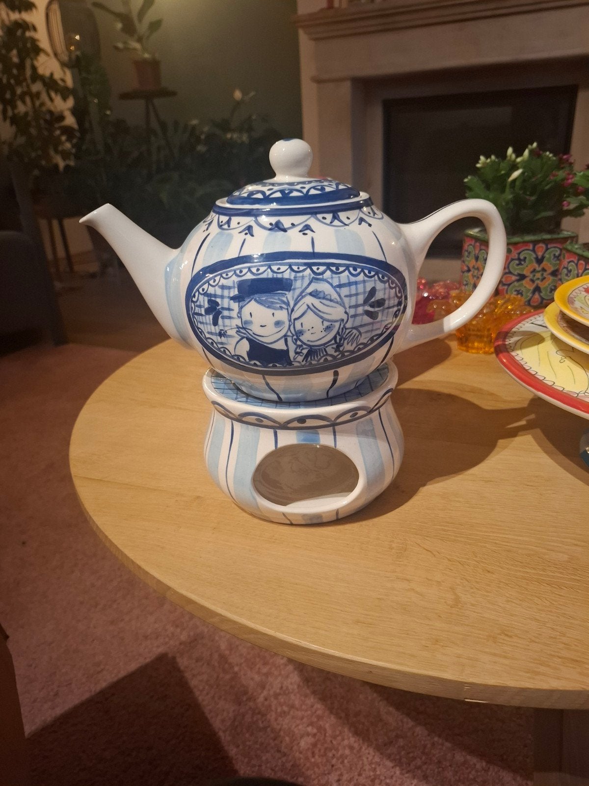 Delfts Blauwe Theepot met Warmer - Zo goed als nieuw, Theepot/fluitketel, Blauw, Ophalen of Verzenden, Zo goed als nieuw