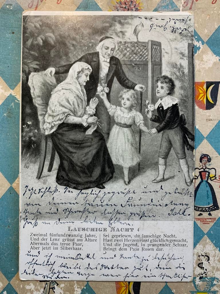 1904 Lauschige Nacht - 50 jaar getrouwd (KK), Ophalen of Verzenden, Voor 1920, Gelopen, Kinderen