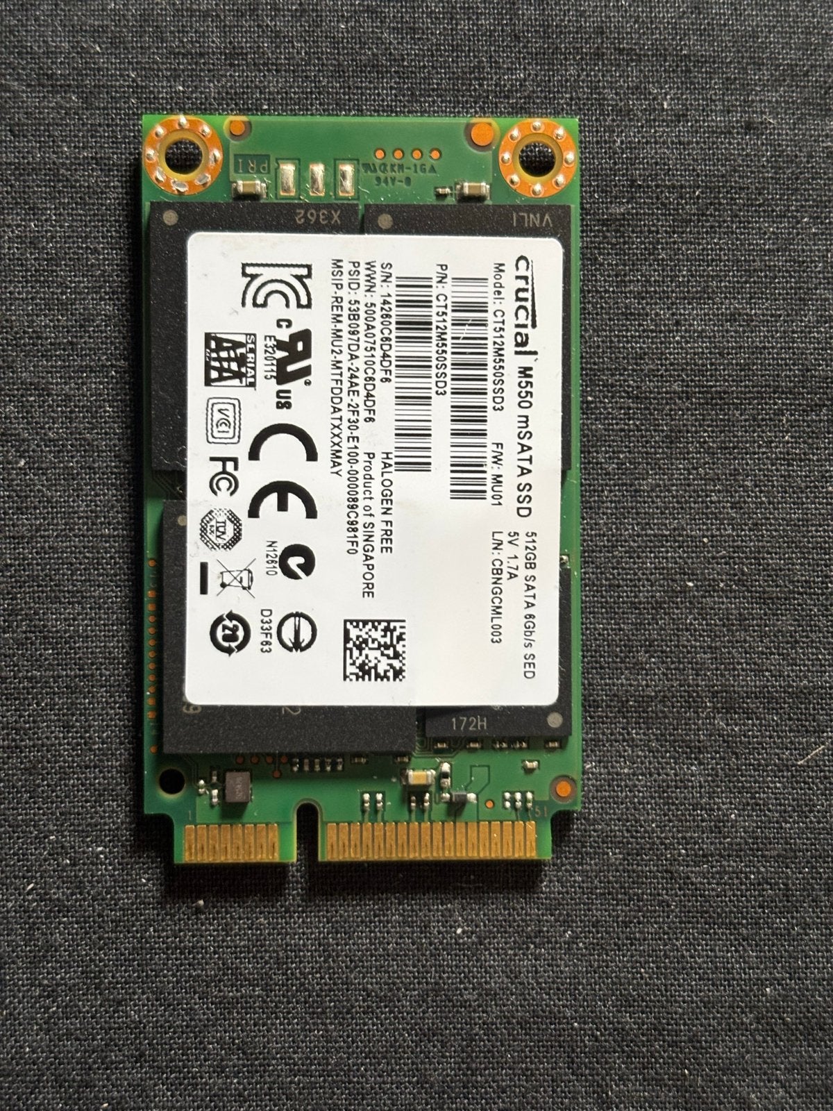 Crucial M550 mSATA SSD 512GB in kaulille ophalen, Computers en Software, Ophalen, Intern, Zo goed als nieuw, Desktop