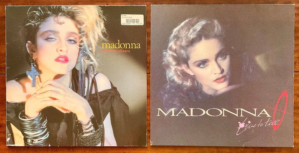 2x Madonna - First Album (LP) + Live to Tell (Maxi), LP, Pop, Ophalen of Verzenden, Zo goed als nieuw
