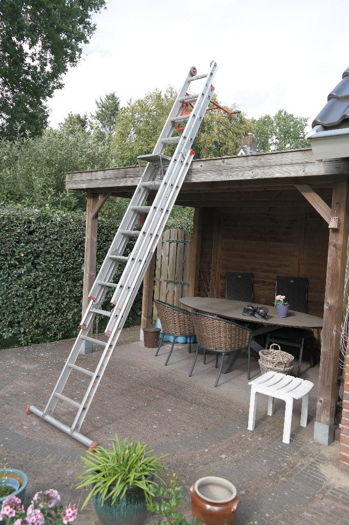 Ladder, 3X10 sporten, met afstandhouder en bordes, Ophalen, Gebruikt, Ladder, Opvouwbaar of Inschuifbaar