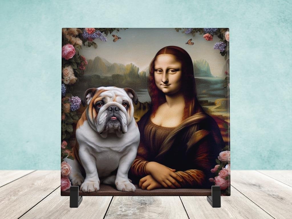 Keramische Tegel - Mona Lisa met een Engelse Bulldog, Verzenden, Nieuw