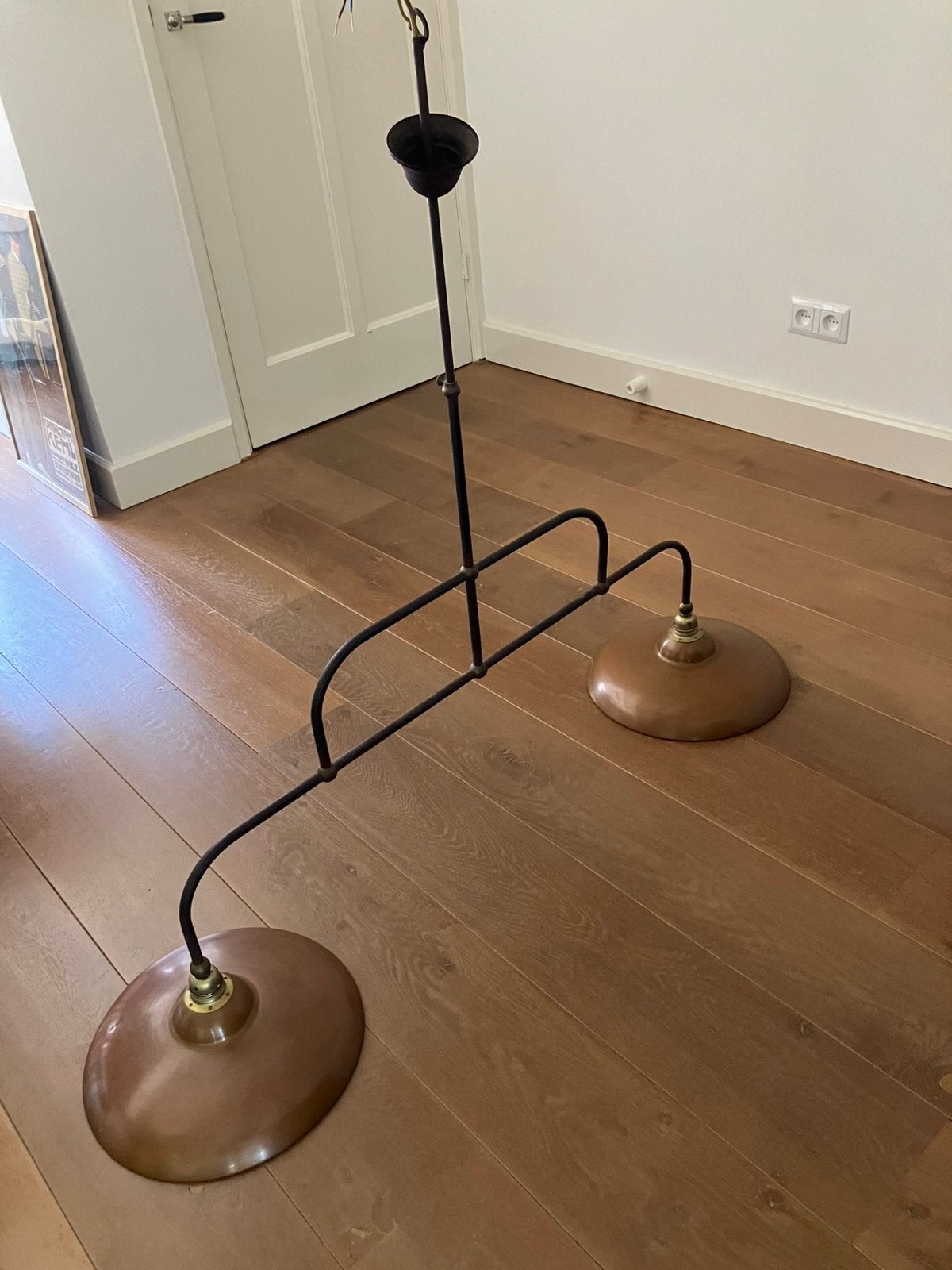 Koperen eettafellamp, Ophalen, Zo goed als nieuw, 75 cm of meer