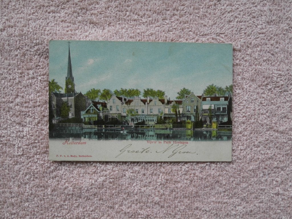 Rotterdam , vijver in park Honingen., Ophalen of Verzenden, Voor 1920, Zuid-Holland