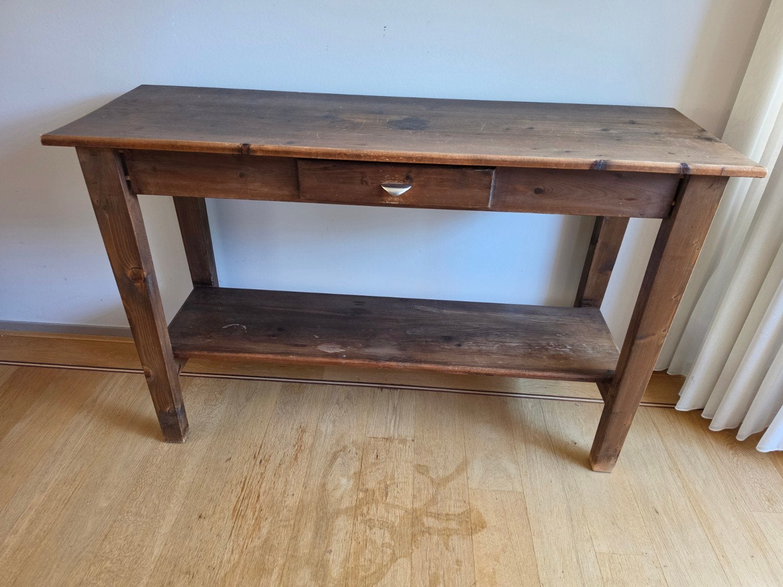 Rustieke houten consoletafel met lade en plank, Antiek en Kunst, Ophalen