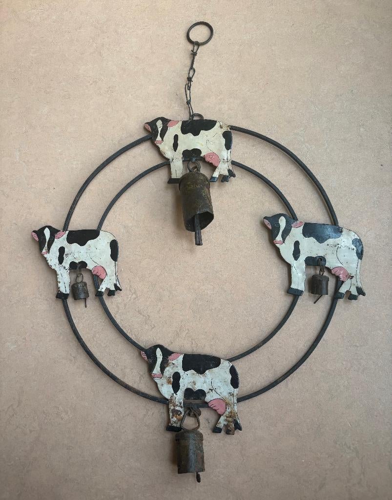 Antieke wind chimes, met 4 koeien en bellen, Ophalen of Verzenden