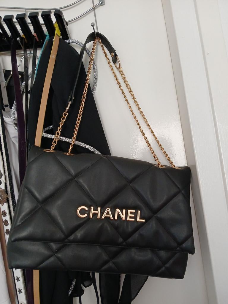 Zwarte gewatteerde tas met gouden ketting - Nooit gebruikt, Ophalen, Nieuw, Zwart, Schoudertasje