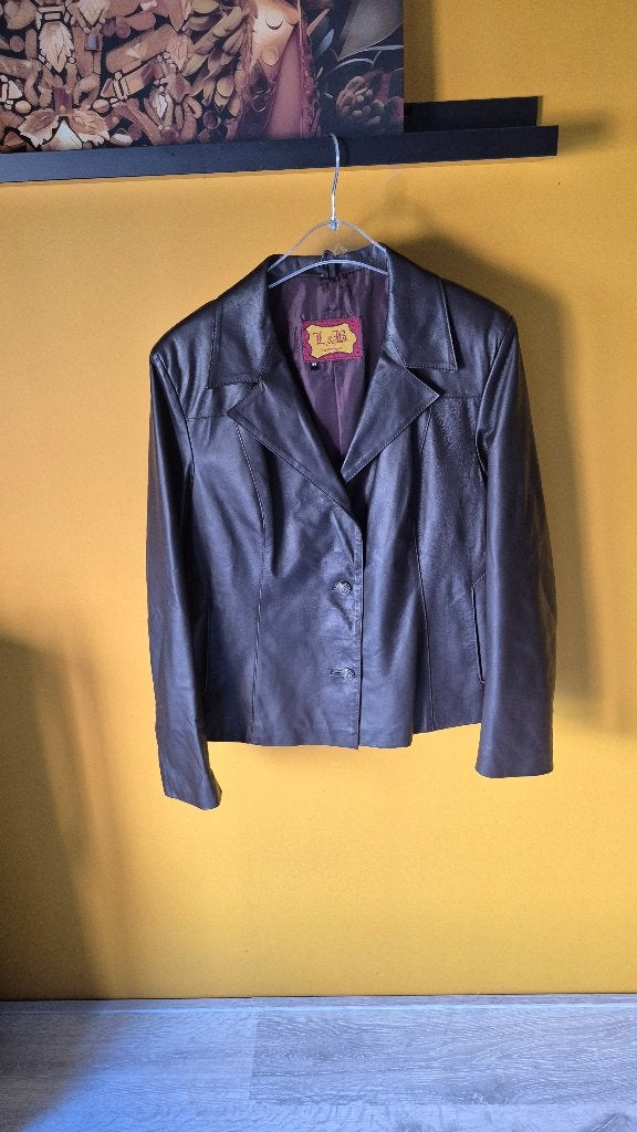 Leren zomer jas van L&B Leather, Bruin, Maat 42/44 (L), Ophalen of Verzenden, Zo goed als nieuw