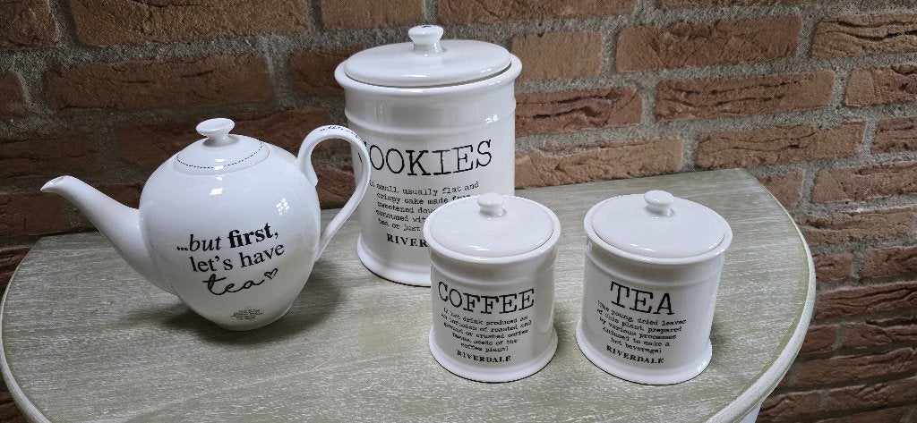 Riverdale Theepot en voorraad potten, Huis en Inrichting, Ophalen of Verzenden, Zo goed als nieuw
