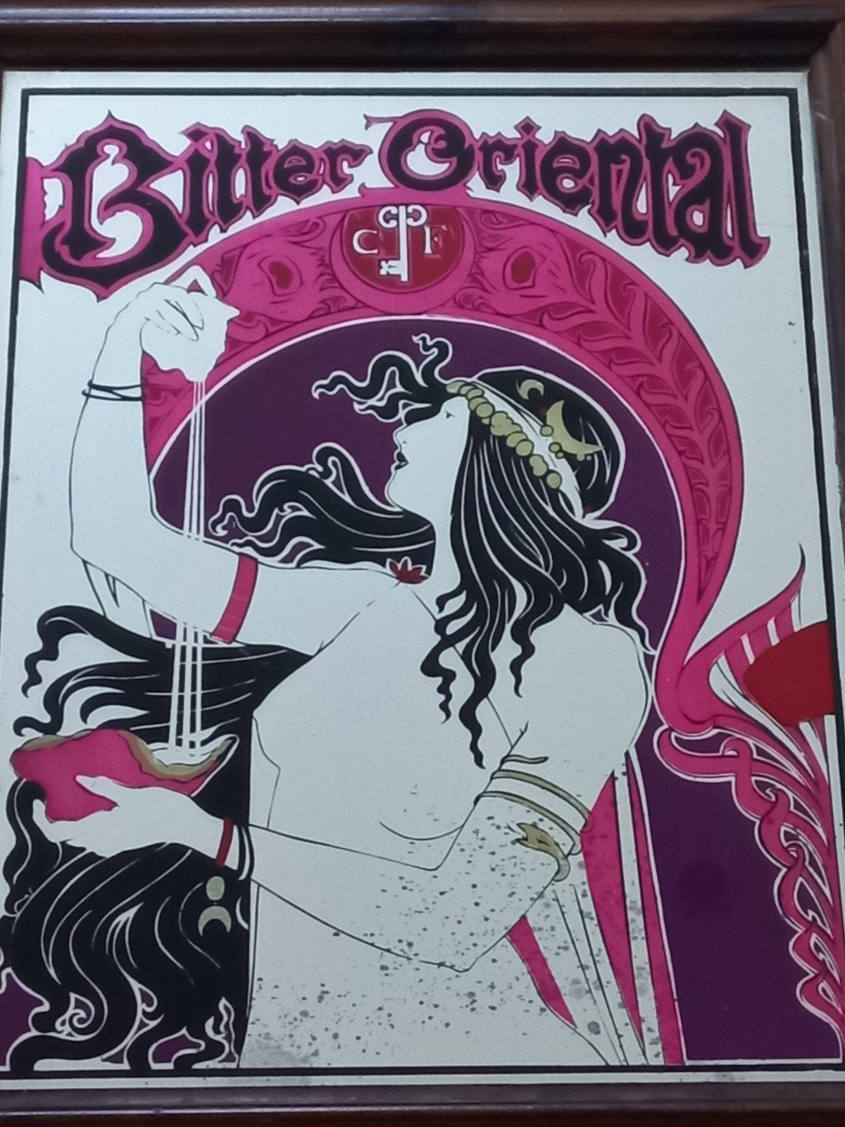 Vintage Art Nouveau Barspiegel Henri Privat-Livemont, Antiek en Kunst, Antiek | Spiegels, Ophalen of Verzenden