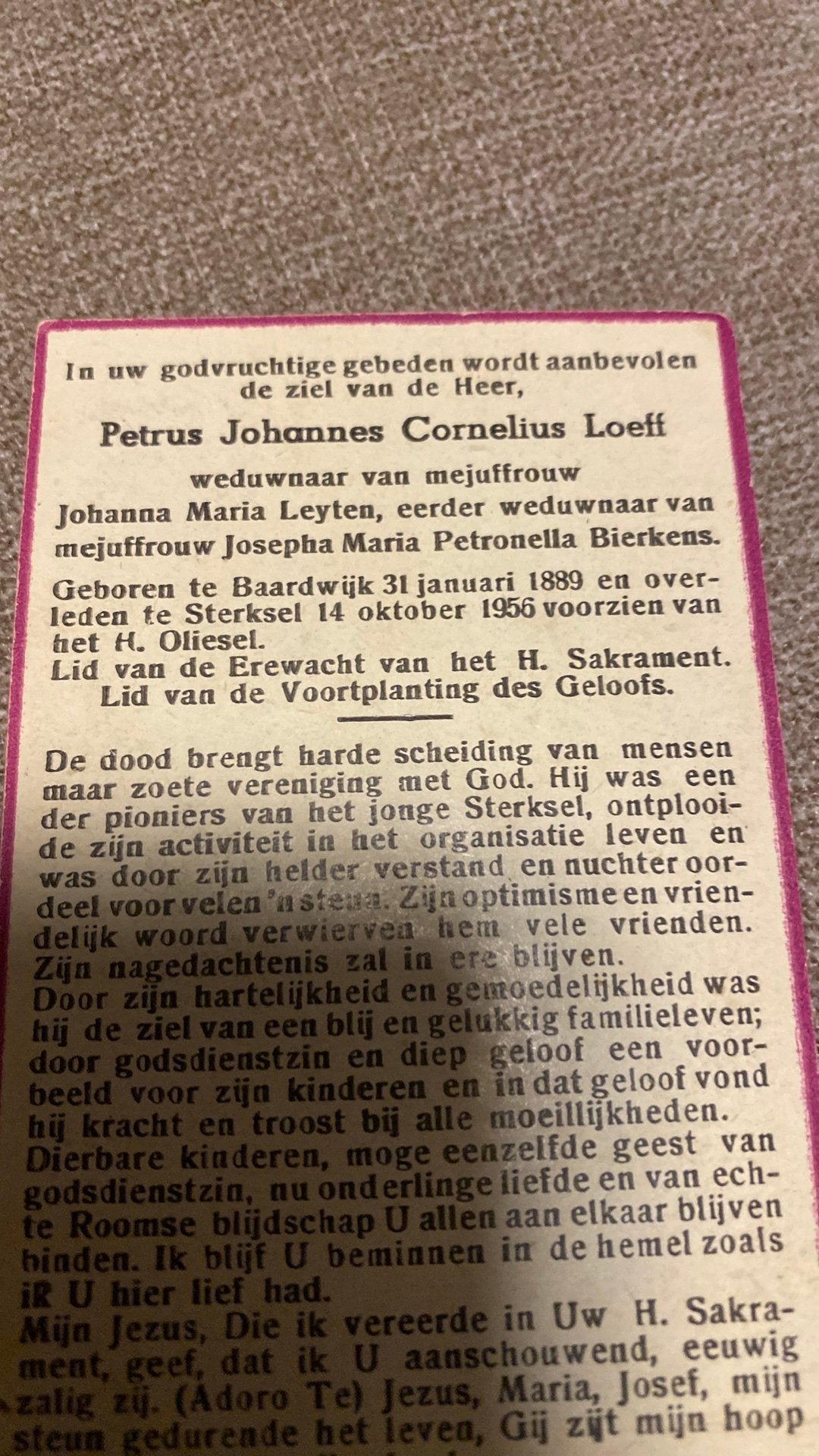 PJC Loeff x Bierkens xx Leijten 1889 Baardwijk 1956 Sterksel, Ophalen of Verzenden