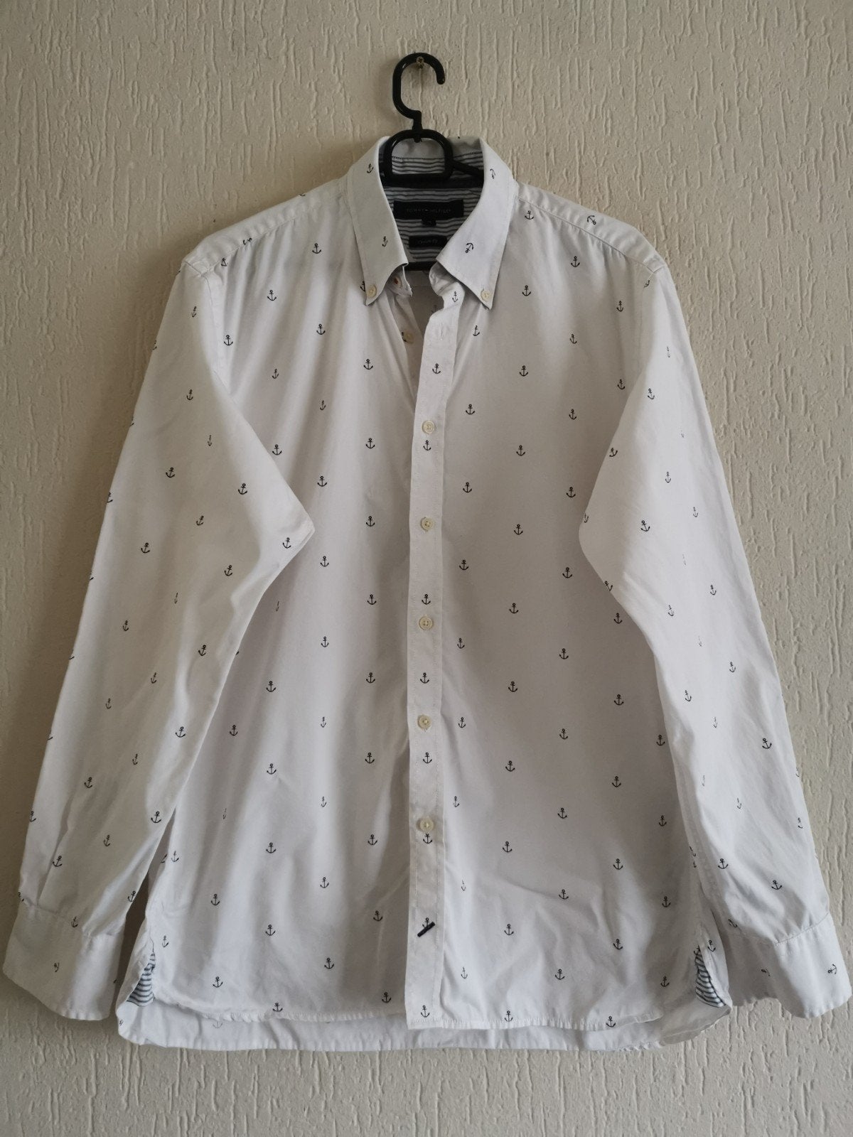 Tommy Hilfiger overhemd M/L, Kleding | Heren, Verzenden, Zo goed als nieuw, Wit, Tommy Hilfiger
