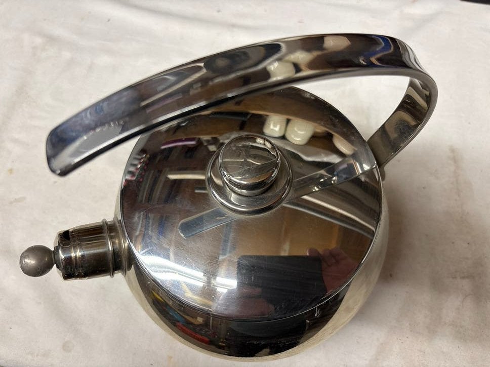 Vintage roestvrijstalen fluitketel, Antiek en Kunst, Ophalen of Verzenden